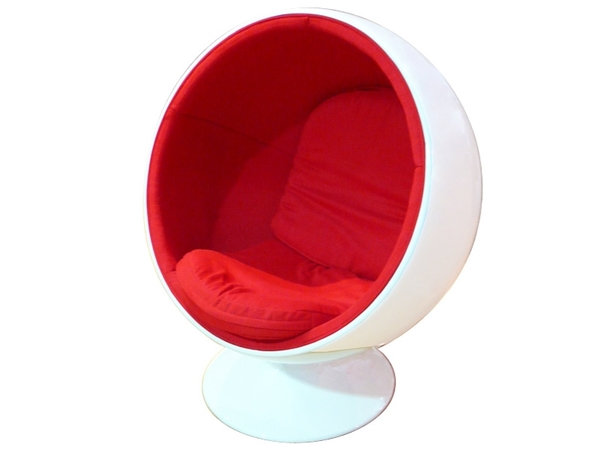 Ball Sessel- Weiß /Rot
