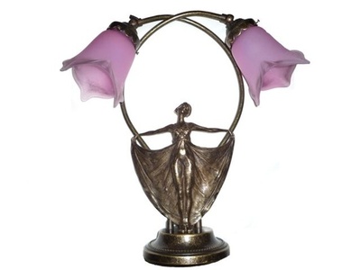 Lampe Diane Kunst Nouveau Messing 2 Tulpen rosa