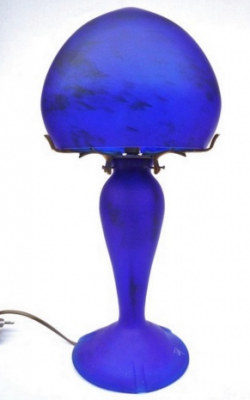 Lampe Iris mm Blau gesprenkelt mit Schirm in Glaspaste 20 cm - Lampen