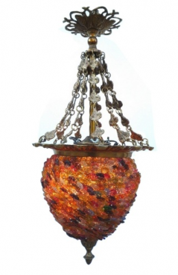 Sisi Kronleuchter mm. Höhe 70 cm. Bronze und Glas Blumen - Kronleuchter